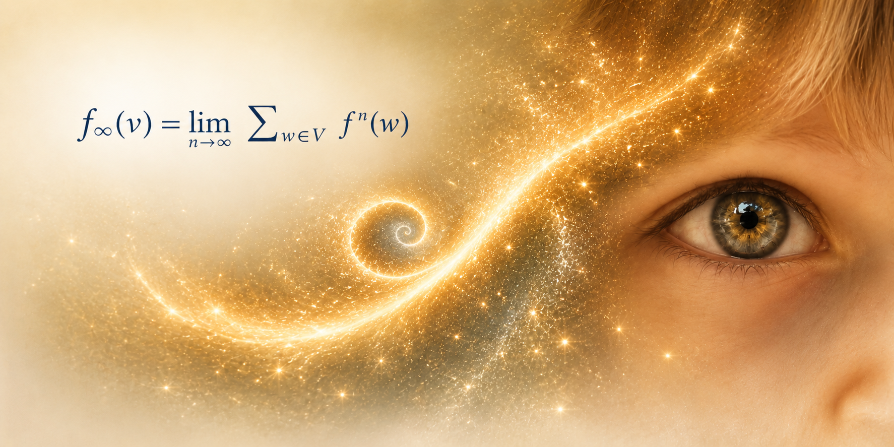 Jijang Fractal formula with contemplative eye and golden fractal light